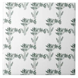 Elegant Grey-Green Botanical Pattern Kakelplatta