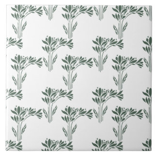 Elegant Grey-Green Botanical Pattern Kakelplatta