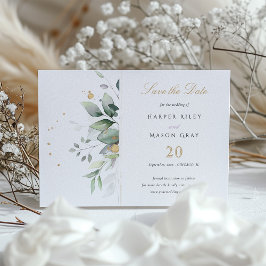 Elegant Grey Guld Flecks Bröllop spara datum Inbjudningar