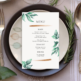 Elegant Grey & Guld minimalist Bröllop Menu