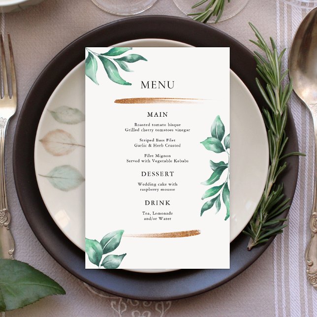 Elegant Grey & Guld minimalist Bröllop Menu (Skapare uppladdad)