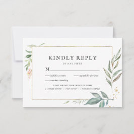 Elegant Grey Guld Ram Bröllop OSA w/Meal Kort