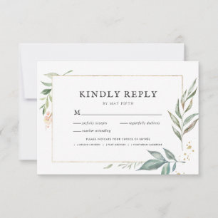 Elegant Grey Guld Ram Bröllop OSA w/Meal Kort