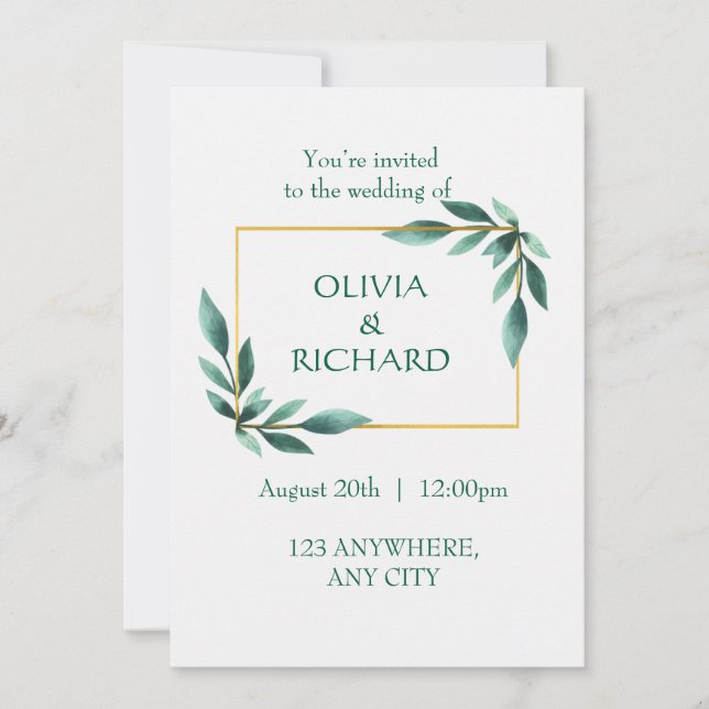 Elegant Grey Guld Ram minimalistisk inbjudan (Framsida)