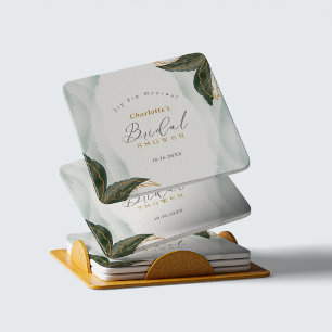 Elegant Grey Guld Watercolor Möhippa Underlägg Papper Kvadrat
