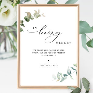 Elegant Grey in Loving Memory Bröllop Sign Poster