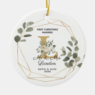 Elegant Grey Inledande 1:a jultomten gift Julgransprydnad Keramik