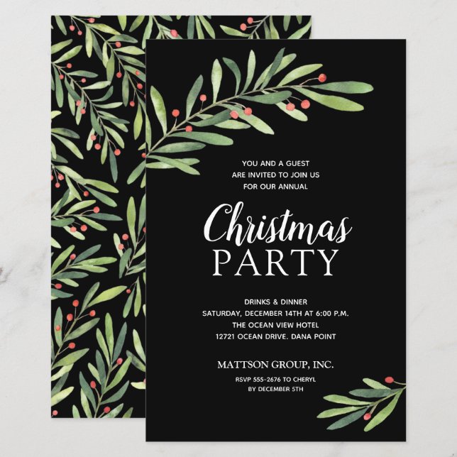 Elegant Grey-julbudgetinbjudan (Fram/baksida)