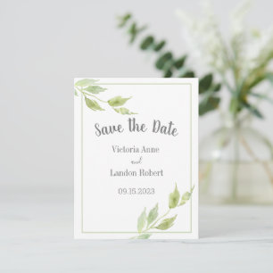 Elegant Grey Löv Watercolor Bröllop Spara Datumet