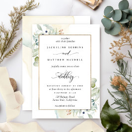 Elegant Grey med Watercolor Stains Bröllop Inbjudningar