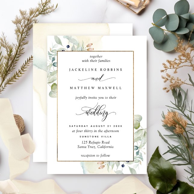 Elegant Grey med Watercolor Stains Bröllop Inbjudningar (Skapare uppladdad)