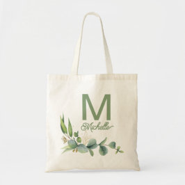 Elegant Grey Monogram eget namn och första namn Tygkasse