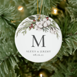 Elegant Grey Monogram jul Ornament