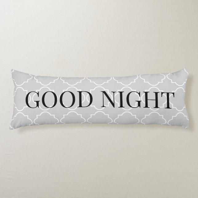 Elegant grey morrocan quatrefoil trellis kroppskudde (Framsidan)