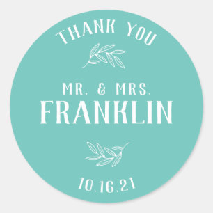 Elegant Grey Mr. och Wedding Favor Runt Klistermärke