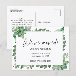 Elegant Grey Ny adress Flytta Meddelande Vykort