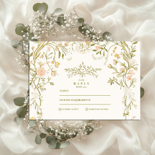Elegant Grey och Blommigten Ram Bröllop OSA Kort