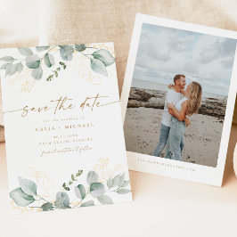 Elegant Grey och Guld Bröllop spara datum Inbjudningar