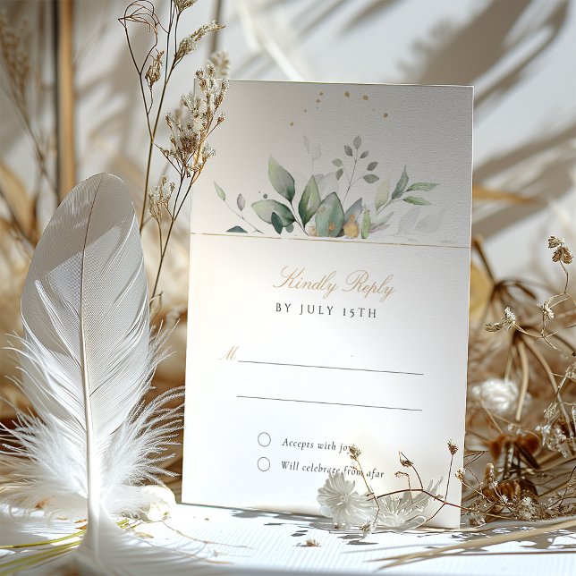 Elegant Grey och Guld OSA Bröllop Card Inbjudningar (Skapare uppladdad)