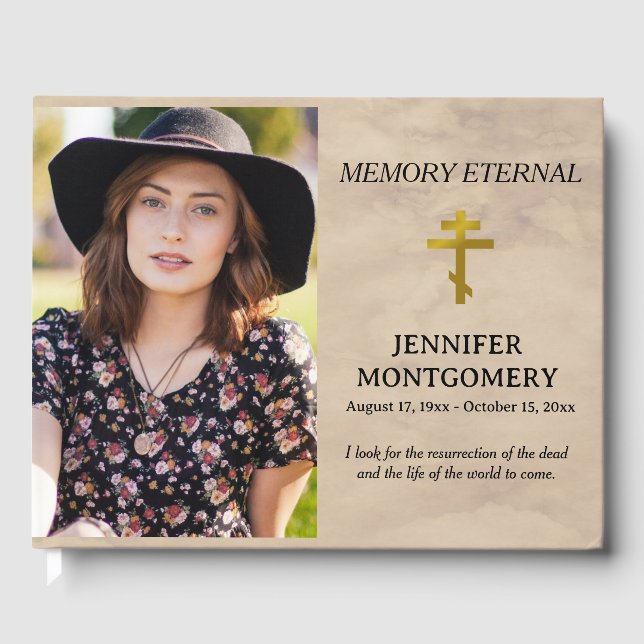 Elegant Grey Orthodox Christian Funeral Gästböcker (Framsida)