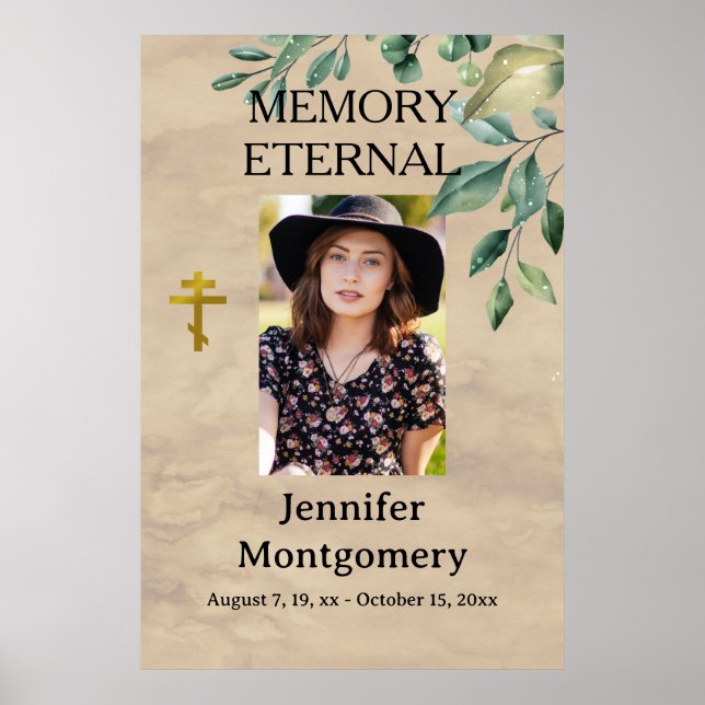 Elegant Grey Orthodox Christian Funeral Poster (Framsidan)