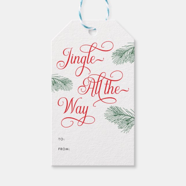 Elegant Grey Red Calligraphy jul Presentetikett (Framsidan)