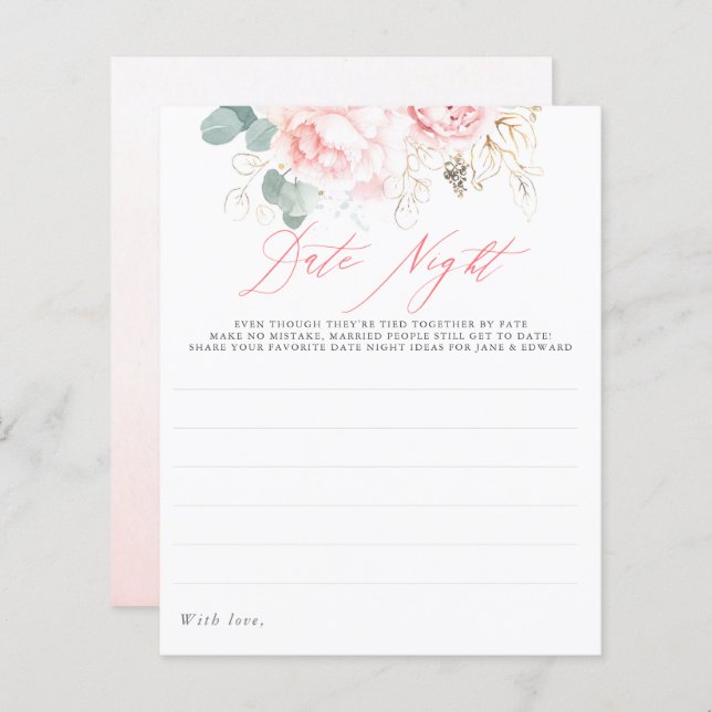 Elegant Grey Rosa Blommigt Datum Nattjubilar (Fram/baksida)