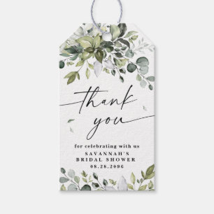 Elegant Grey Rustic Eucalyptus Tack Favor Presentetikett