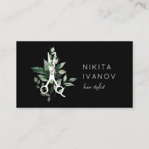 Elegant Grey Salon Scissors Logotyp Möte Visitkort