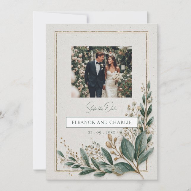 Elegant Grey Spara datuminbjudan Datumet (Framsida)