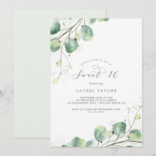 Elegant Grey Sweet sixteen Birthday-inbjudan Inbjudningar