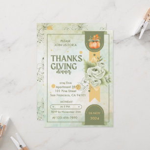 elegant Grey thanksgiving Rustic Dinner Inbjudningar