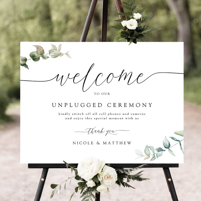 Elegant Grey Unplugged Ceremony-tecken Poster (Skapare uppladdad)