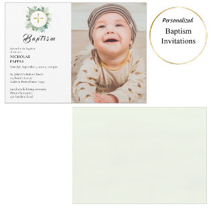 Elegant Grey Wandeortodox Christian Baptism Inbjudningar