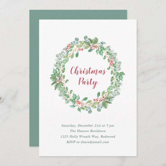 Elegant Grey Wandey Rustig jul Party Inbjudningar (Fram/baksida)