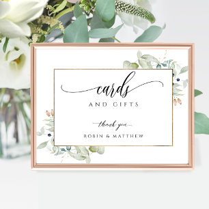 Elegant Grey Watercolor, Cards & Gifts Sign Poster