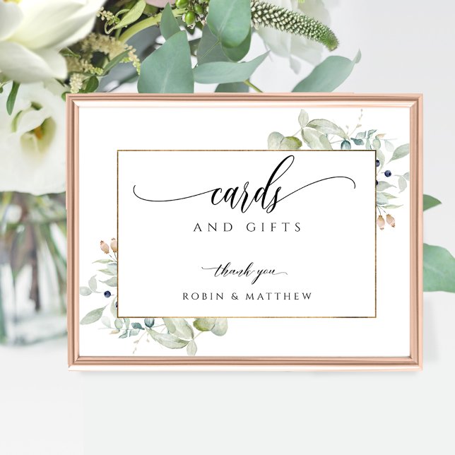 Elegant Grey Watercolor, Cards & Gifts Sign Poster (Skapare uppladdad)