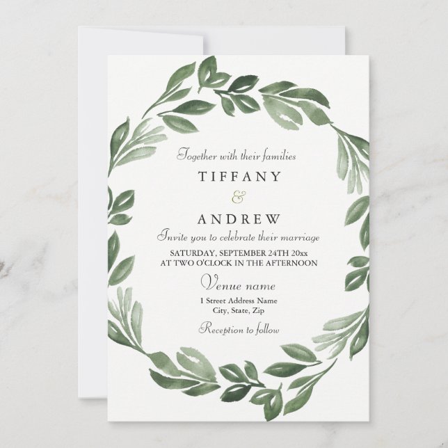 Elegant Grey Watercolor WandeWedding bjudande in Inbjudningar (Framsida)