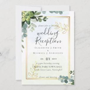 Elegant Grey Wedding RECEPTION Endast på kvällarna Inbjudningar