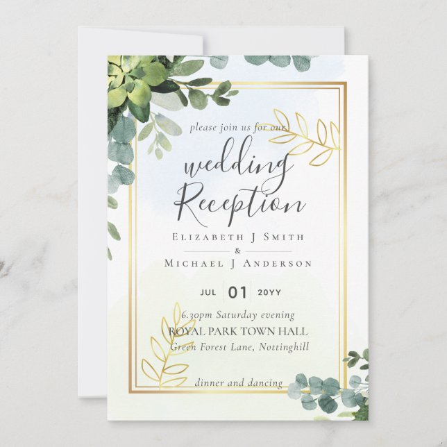 Elegant Grey Wedding RECEPTION Endast på kvällarna Inbjudningar (Framsida)