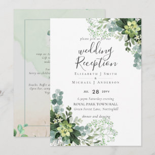 Elegant Grey Wedding RECEPTION Endast på kvällarna Inbjudningar