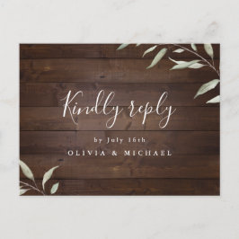 Elegant grey wood county rustic bröllop OSA I Inbjudan Vykort