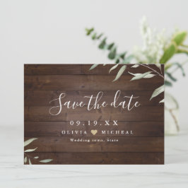 Elegant grey wood county rustic save date spara datumet