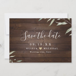 Elegant grey wood county rustic save date spara datumet