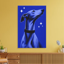 Elegant Greyhound Blå Monokrom Editorial Konst