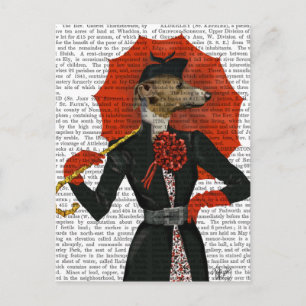 Elegant Greyhound och Red Umbrella 2 Vykort