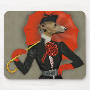 Elegant Greyhound och Red Umbrella Musmatta