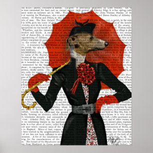 Elegant Greyhound och Red Umbrella Poster