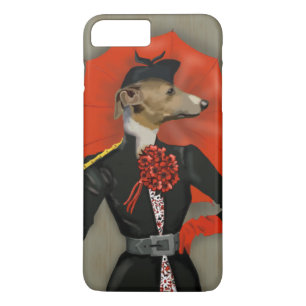 Elegant Greyhound och röd paraply