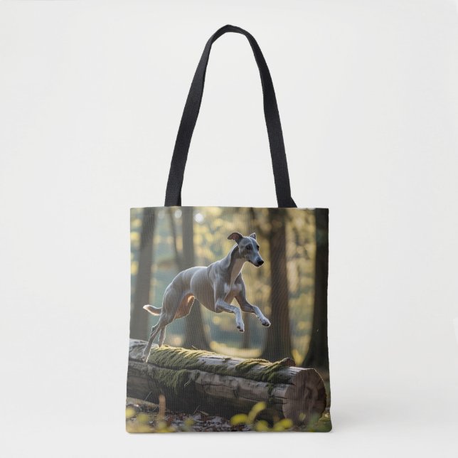 Elegant Greyhound Shoulder Tote Tygkasse (Framsida)